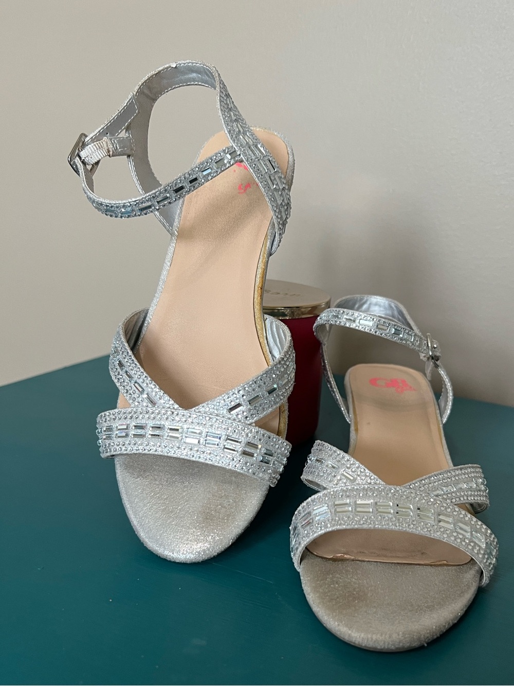 GB girls Silver Sparkle Dress Sandals